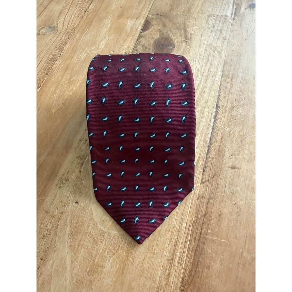 Brooks Brothers Necktie Mens XL Burgundy Excellent Silk Paisley Makers USA Tie